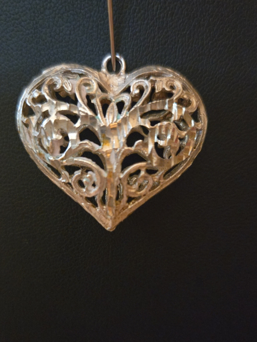 Sterling Silver Filigree Open Work Heart Pendant